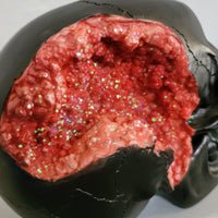 Faux Geode Black Skull-Red
