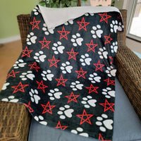 Pentagram & Paw Minky Blanket - Red