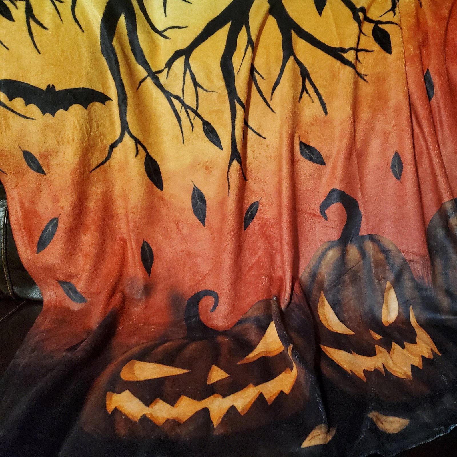 Darkothica fall fleece blanket pumpkins bats halloween autumn throw blanket