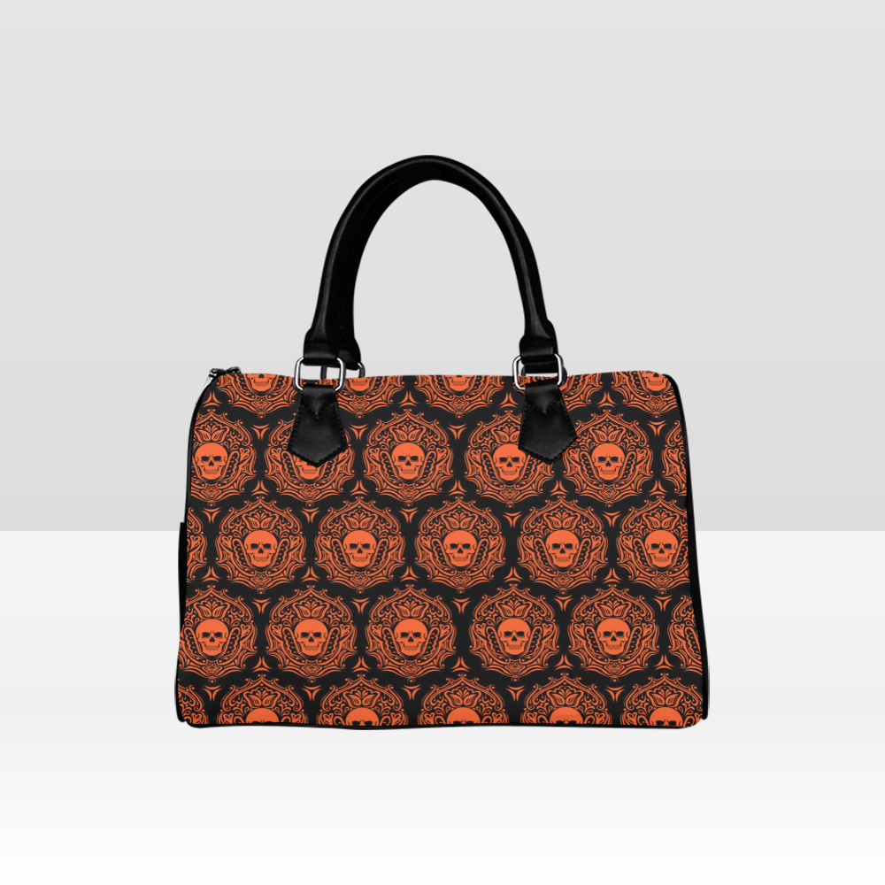 darkothica gothic purse halloween purse orange and black purse orange and black skull purse skull handbag