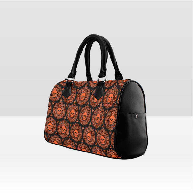 darkothica gothic purse halloween purse orange and black purse orange and black skull purse skull handbag